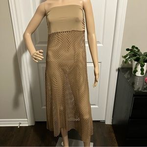 Beach style tan lace dress